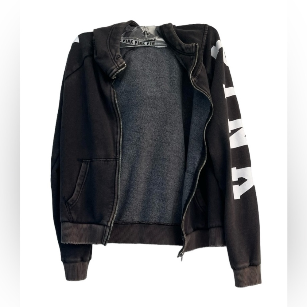 Victoria Secret Pink dark grey zip up size medium - Picture 2 of 7